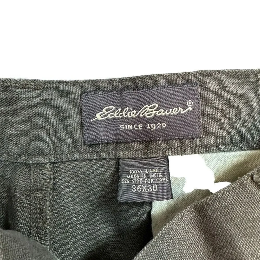 Eddie Bauer Mens Linen Sage Green Dress Pants NWT Size 36x30 Timeless Essential